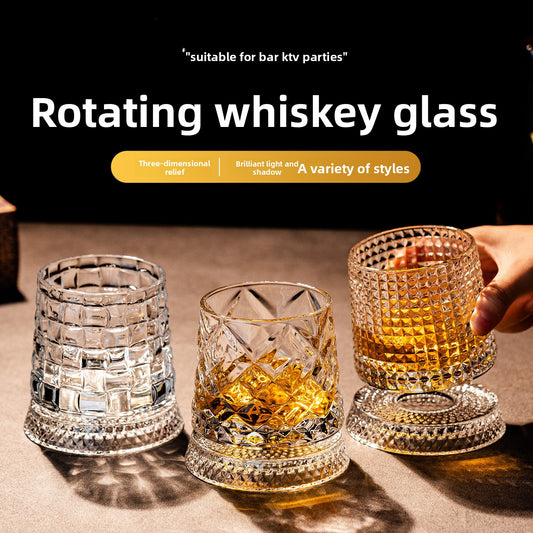 Rotating Whiskey Glass Non-Spill Crystal Cup