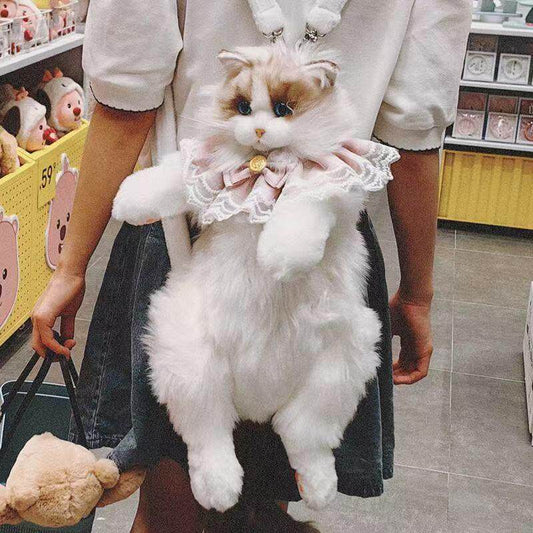 Simulated Ragdoll Cat Plush Backpack Doll
