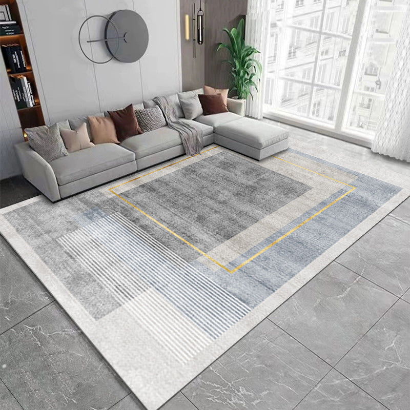 Modern Geometric Stain-Resistant Polyester Carpet