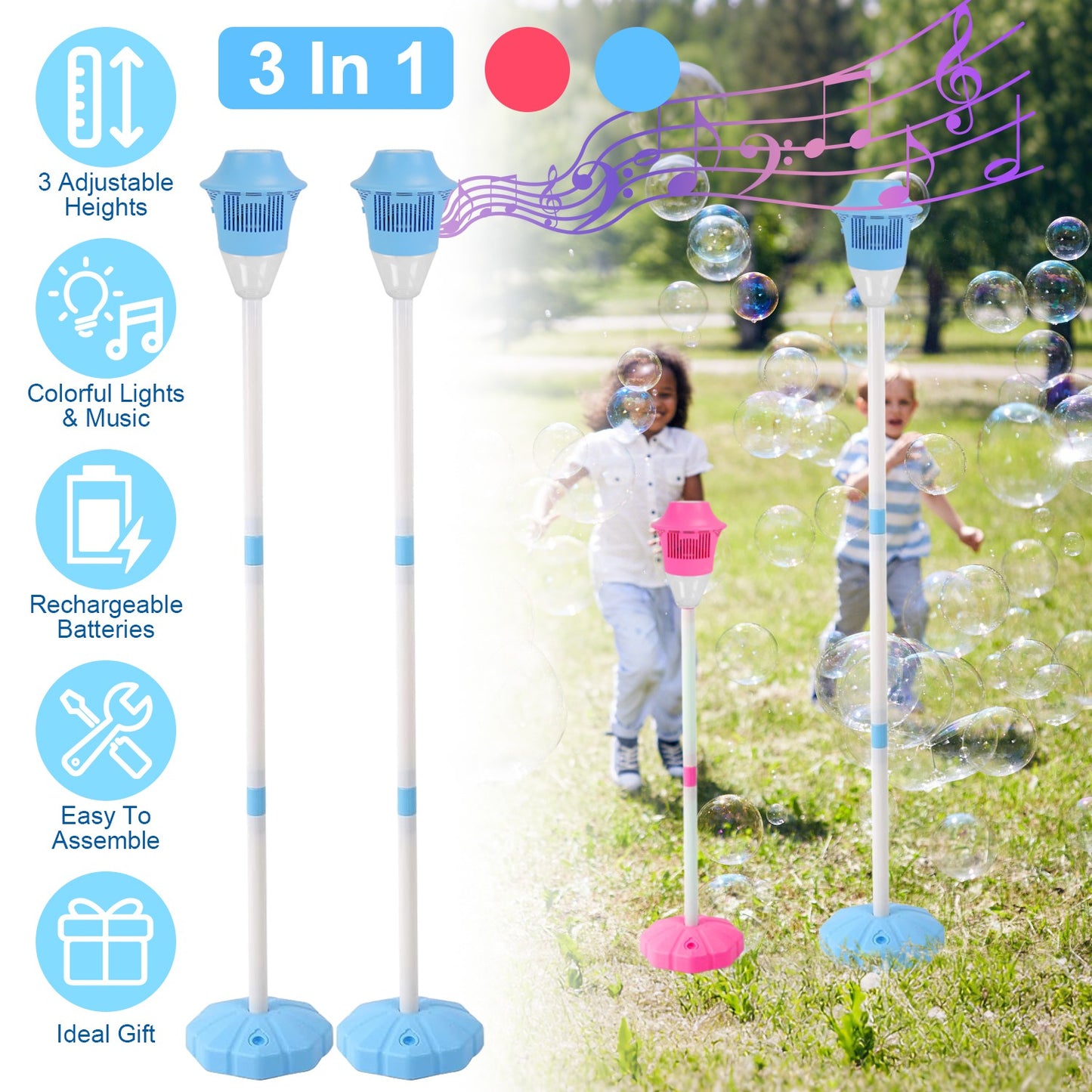 GlowStream™ Adjustable Musical Bubble Tower