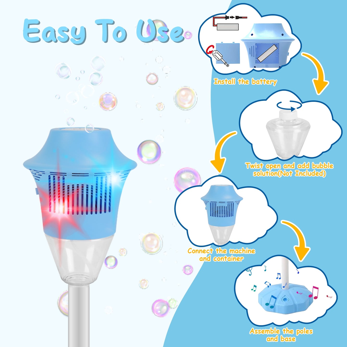 GlowStream™ Adjustable Musical Bubble Tower