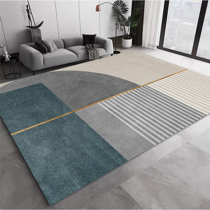 Modern Geometric Stain-Resistant Polyester Carpet
