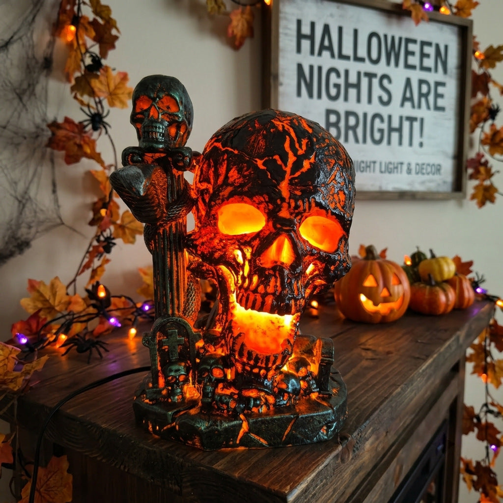 Halloween Skull LED Light Garden Decor