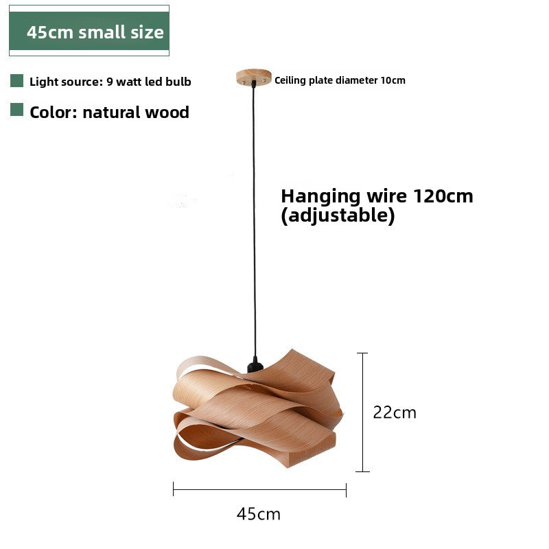 Creative Wood Veneer Chandelier LED Hanging Light