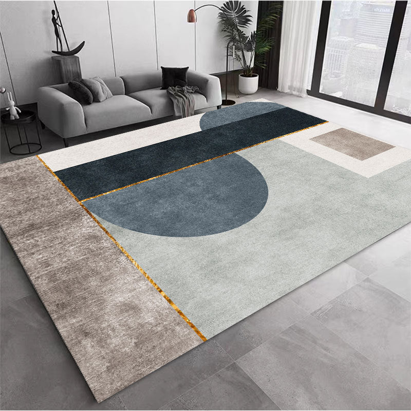 Modern Geometric Stain-Resistant Polyester Carpet