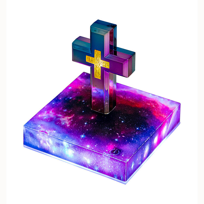 Magnetic levitation cross-shaped table lamp ornament