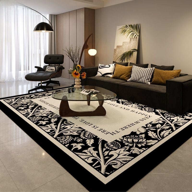Black light luxury living room carpet