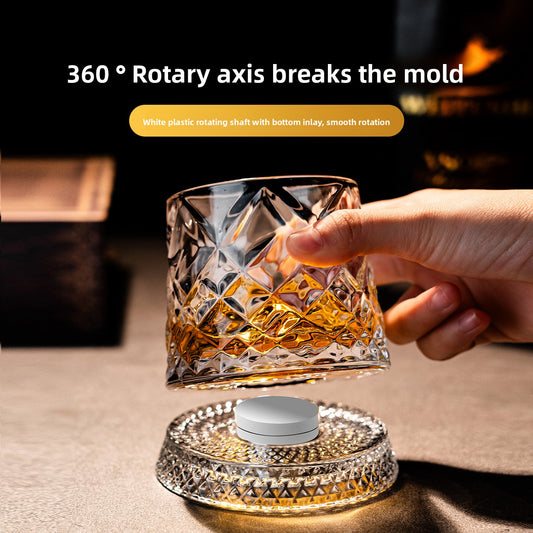 Rotating Whiskey Glass Non-Spill Crystal Cup