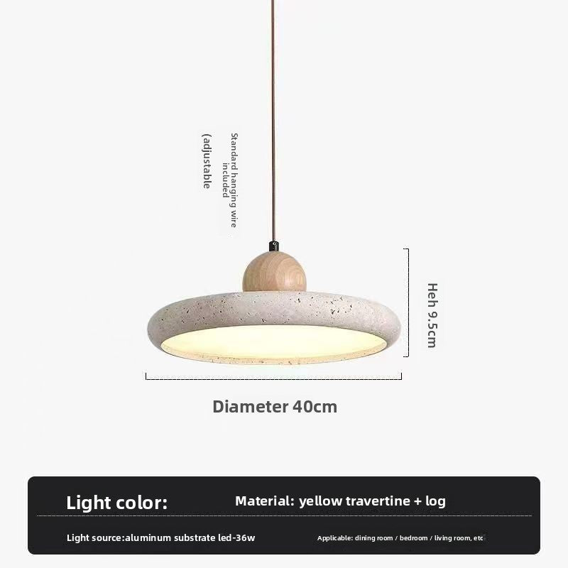 Wabi-Sabi Wood and Travertine LED Chandelier