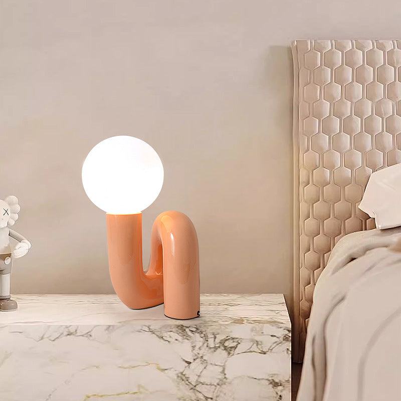 Postmodern Resin and Glass Table Lamp with Three-Color Dimming