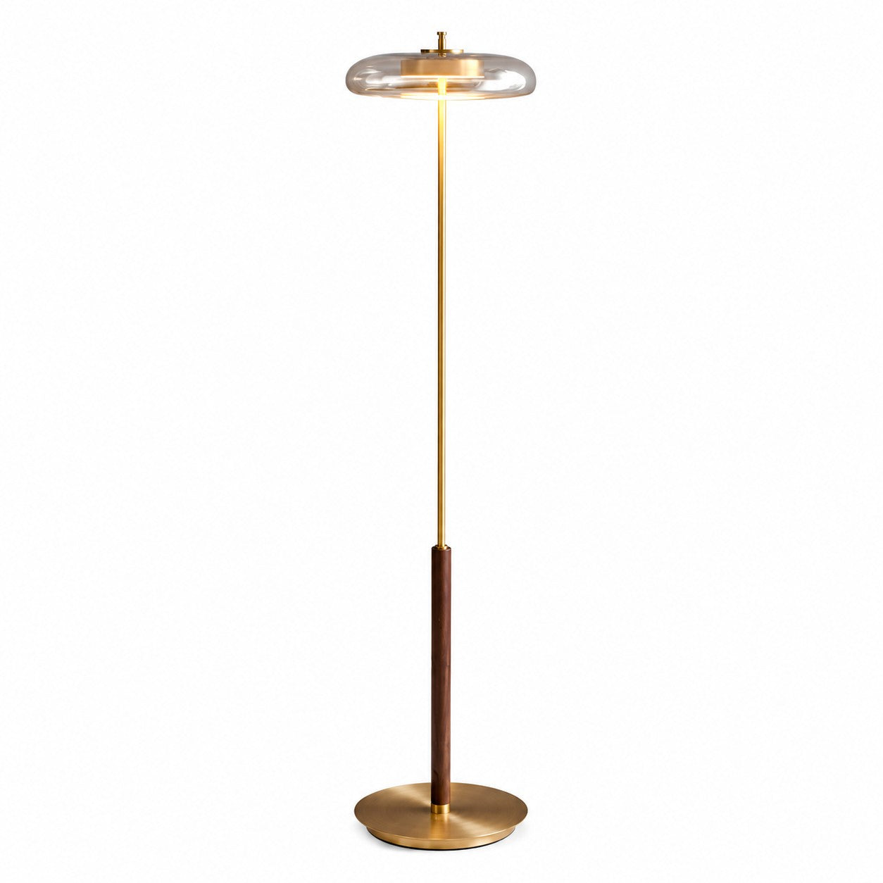 Nordic Light Luxury Brass Walnut Floor Lamp