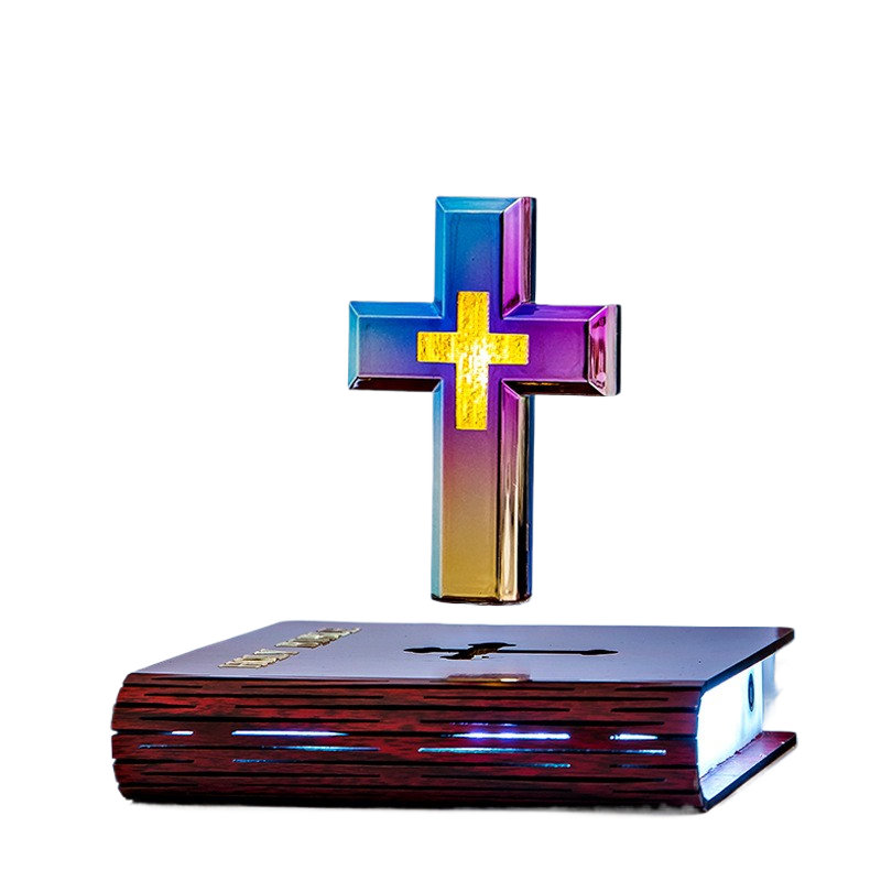 Magnetic levitation cross-shaped table lamp ornament