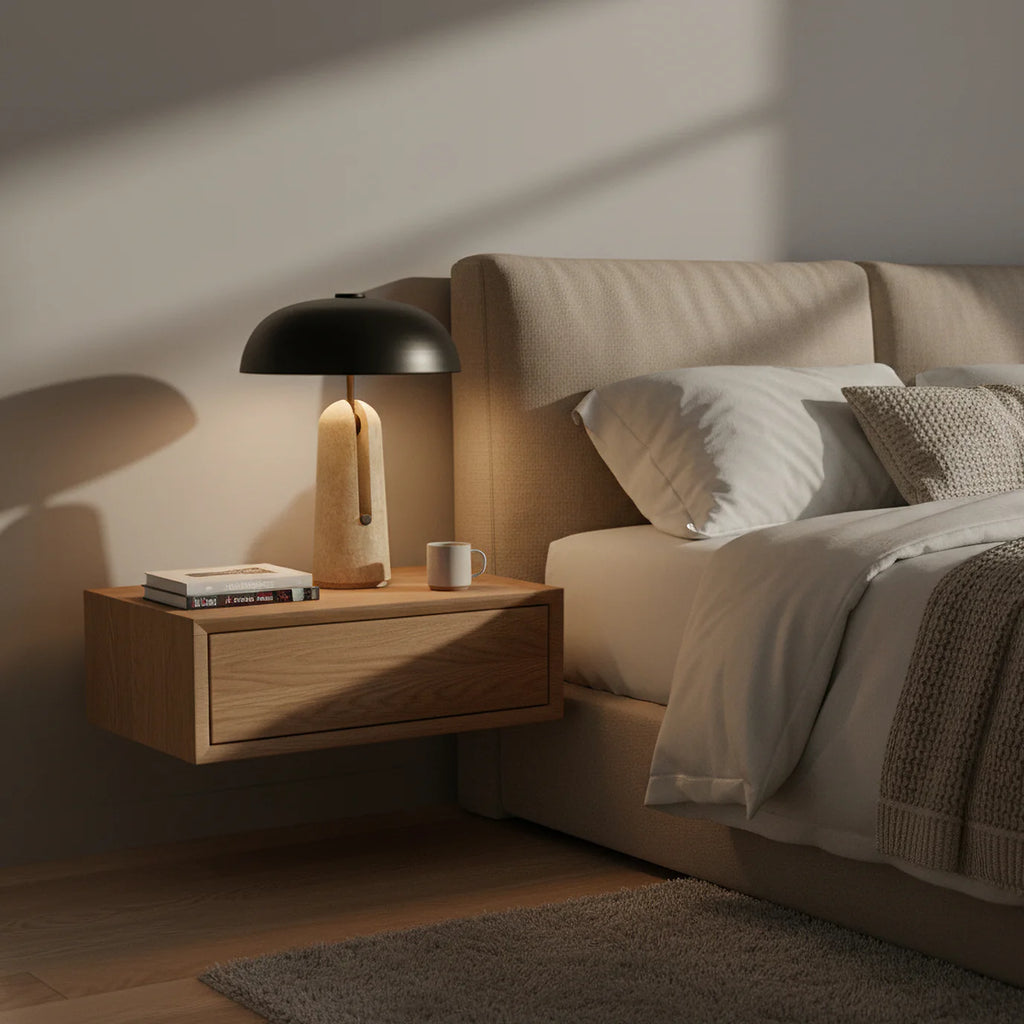 Travertine Table Lamp Night Light Bedroom Ambient Lighting