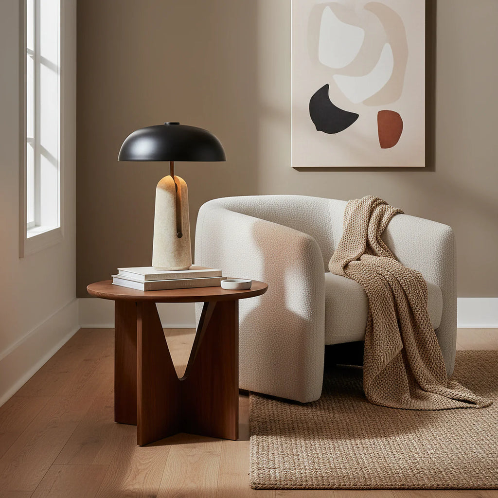 Travertine Table Lamp Night Light Bedroom Ambient Lighting