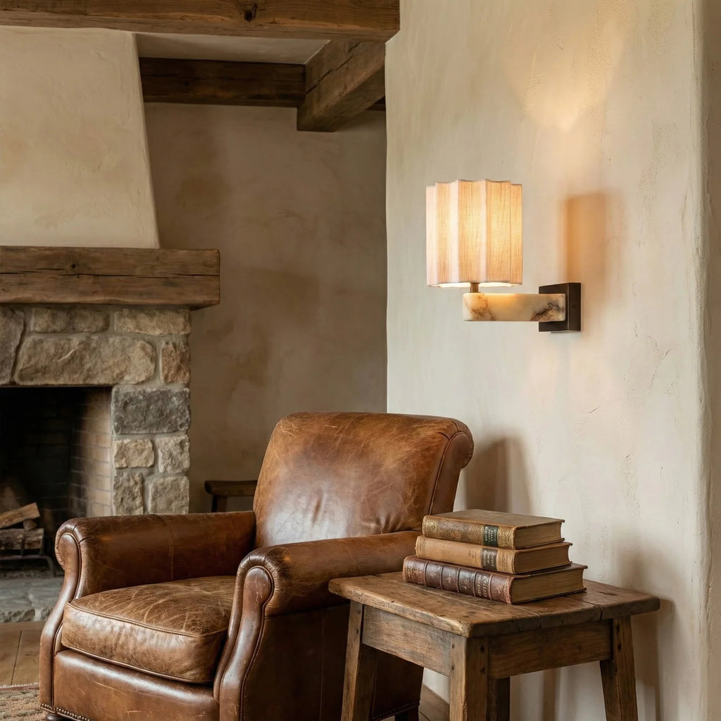 High-end Danish Marble And Travertine Lamp For The Living Room