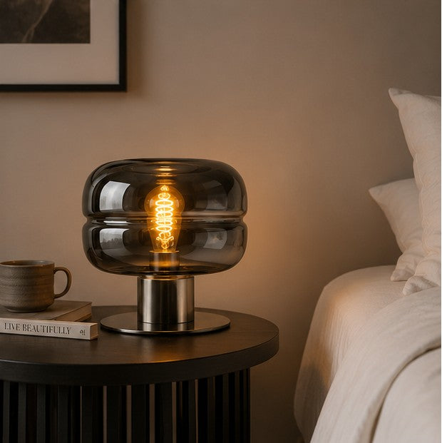 Modern Smoked Glass Table Lamp