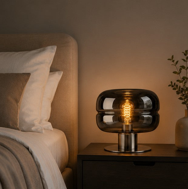 Modern Smoked Glass Table Lamp