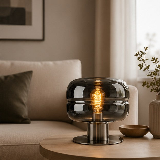 Modern Smoked Glass Table Lamp