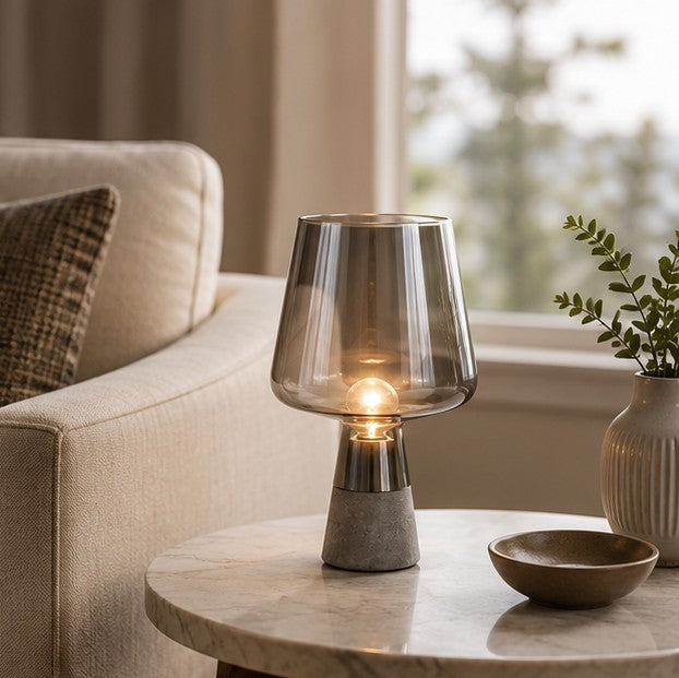 Simple modern cement glass table lamp
