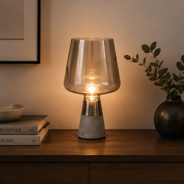 Simple modern cement glass table lamp