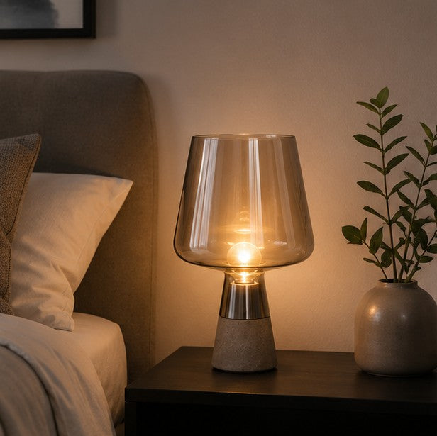 Simple modern cement glass table lamp