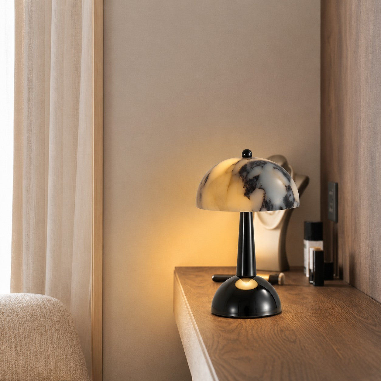 Baogeli Marble Table Lamp Personalized And Creative Mushroom-shaped With Touch Sensor