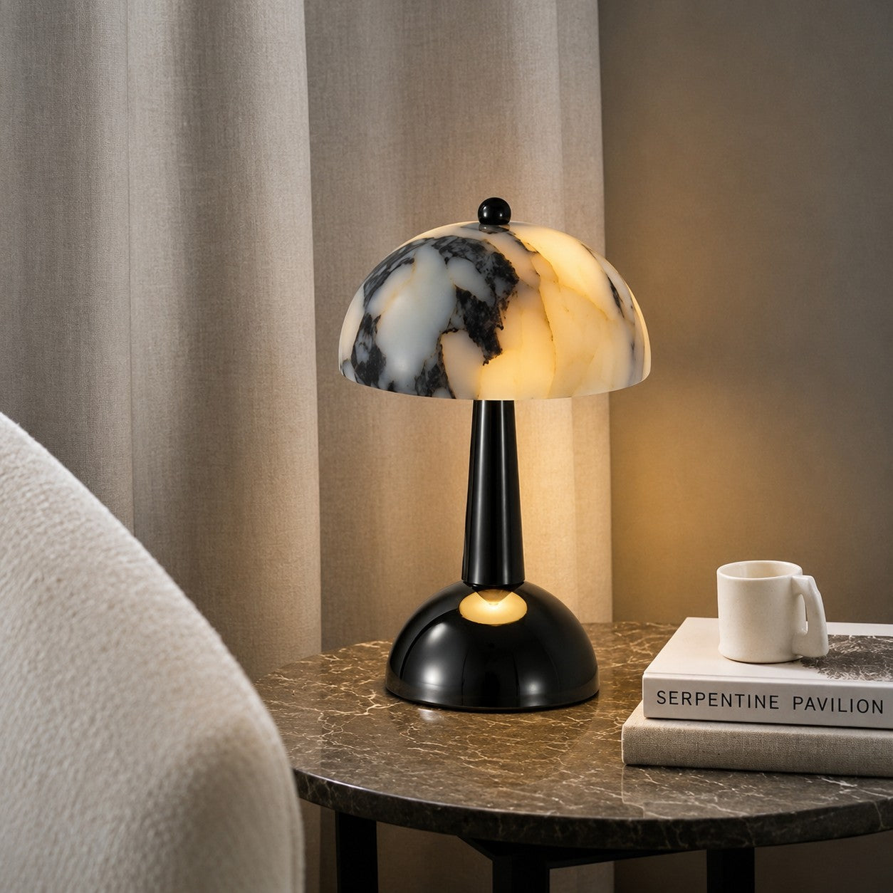 Baogeli Marble Table Lamp Personalized And Creative Mushroom-shaped With Touch Sensor