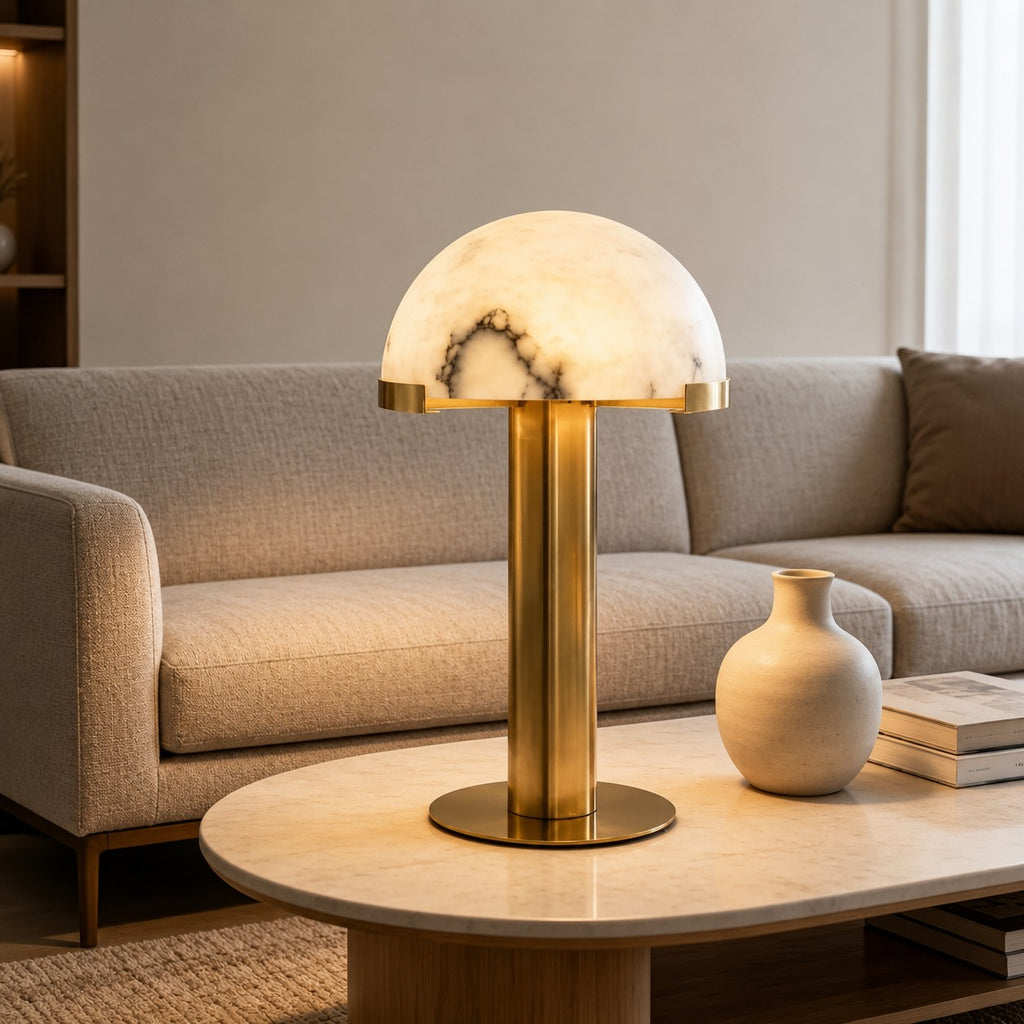 Postmodern Natural Marble Table Lamp For Living Room And Bedroom