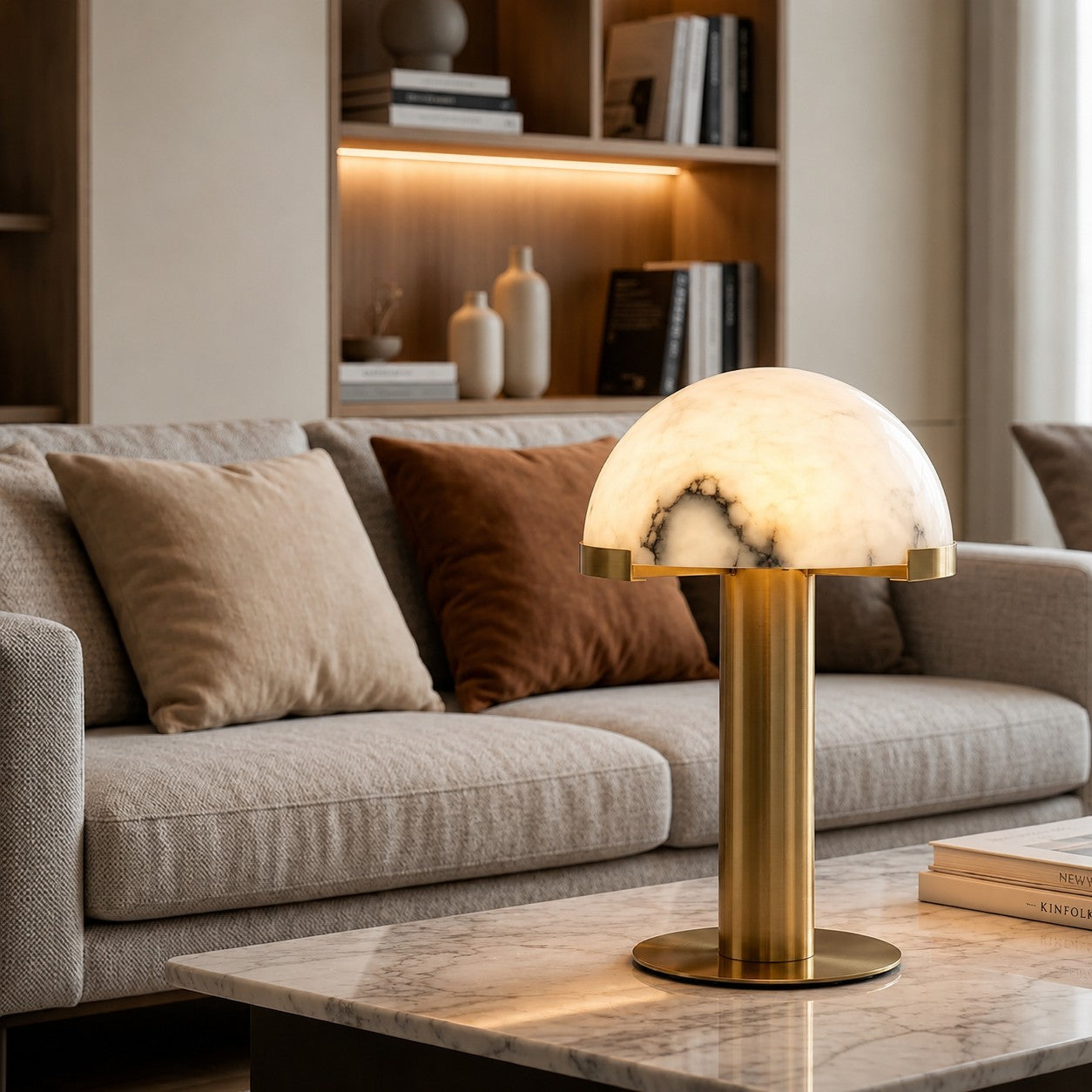 Postmodern Natural Marble Table Lamp For Living Room And Bedroom