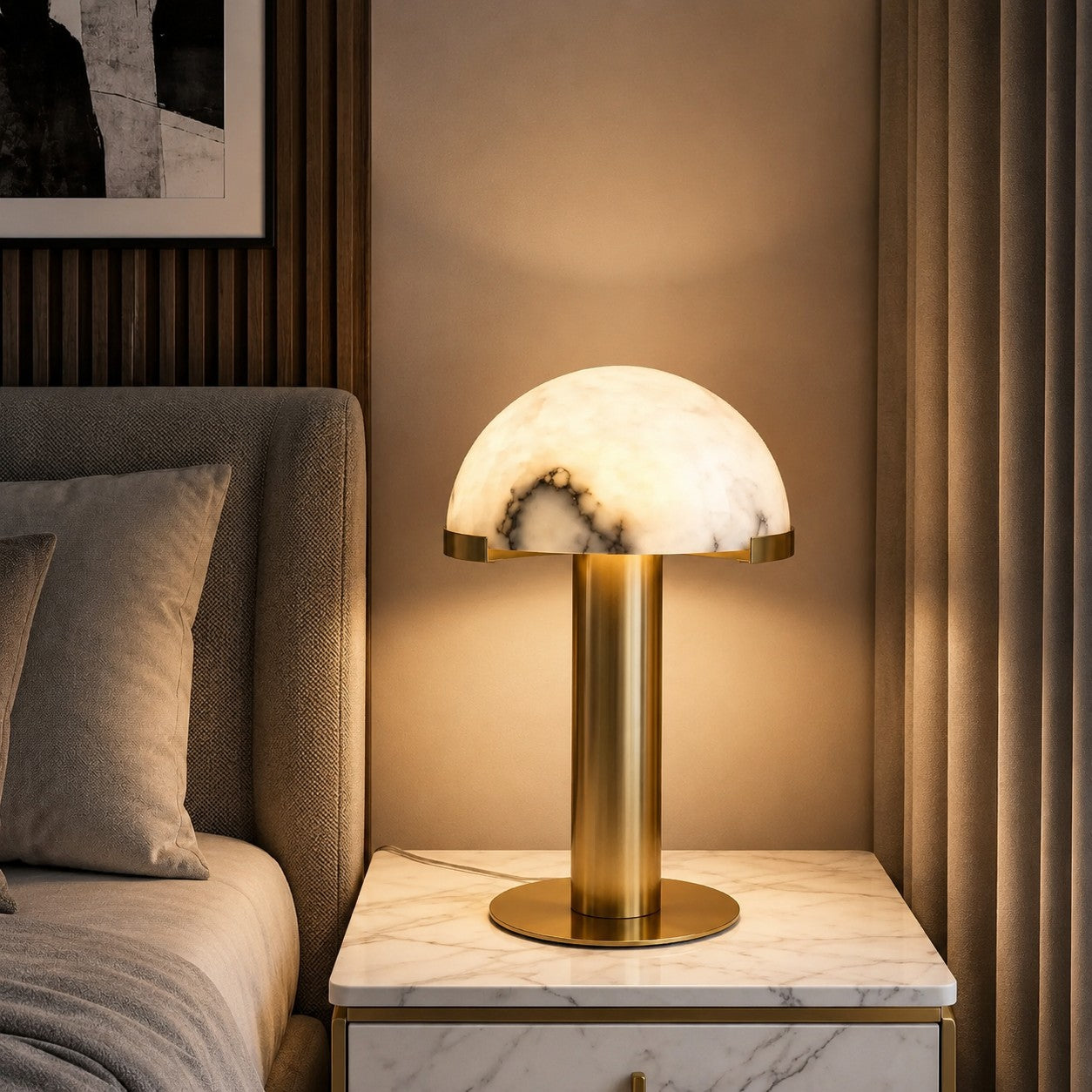Postmodern Natural Marble Table Lamp For Living Room And Bedroom
