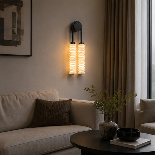 Natural Marble Wall Lamp French-style Light Luxury Living Room Lighting