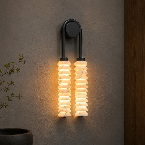 Natural Marble Wall Lamp French-style Light Luxury Living Room Lighting