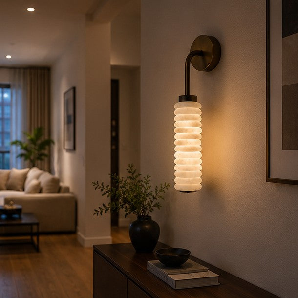 Natural Marble Wall Lamp French-style Light Luxury Living Room Lighting