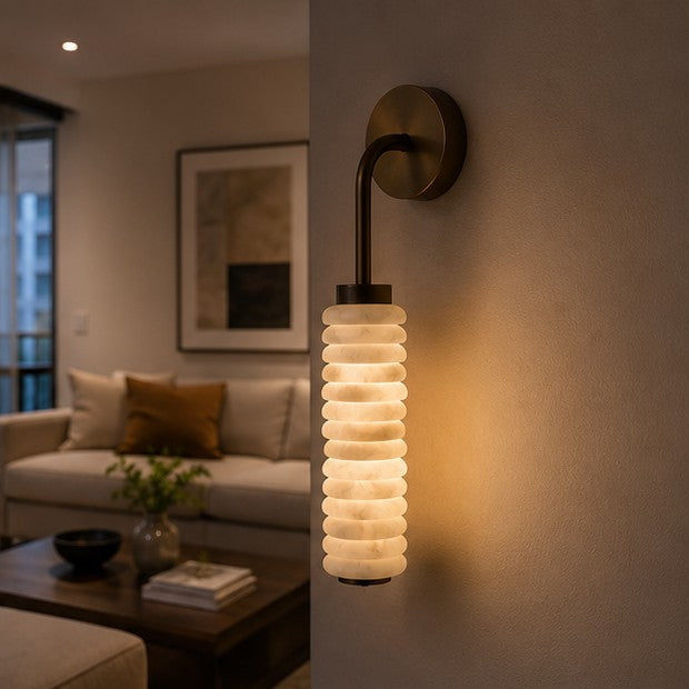 Natural Marble Wall Lamp French-style Light Luxury Living Room Lighting