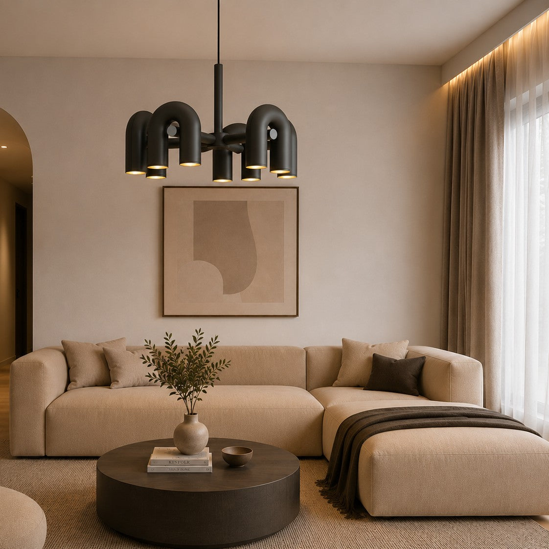 Rotatable U-shaped Pipe Chandelier For Hotel Restaurants Living Rooms And Bedrooms