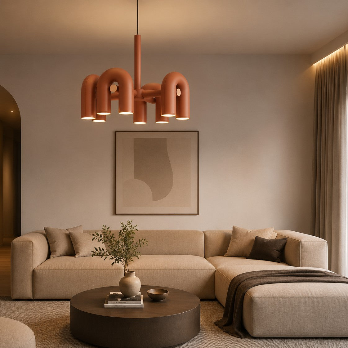 Rotatable U-shaped Pipe Chandelier For Hotel Restaurants Living Rooms And Bedrooms