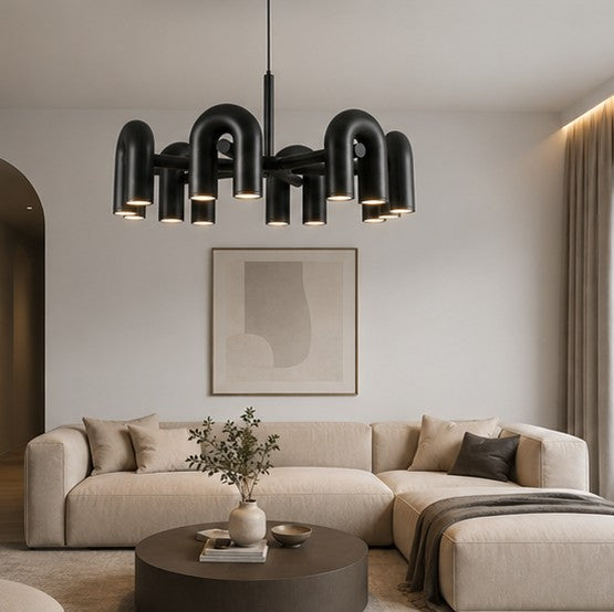 Rotatable U-shaped Pipe Chandelier For Hotel Restaurants Living Rooms And Bedrooms
