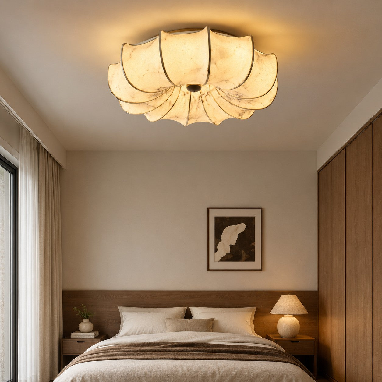 French Retro Bedroom Printed Ceiling Lamp