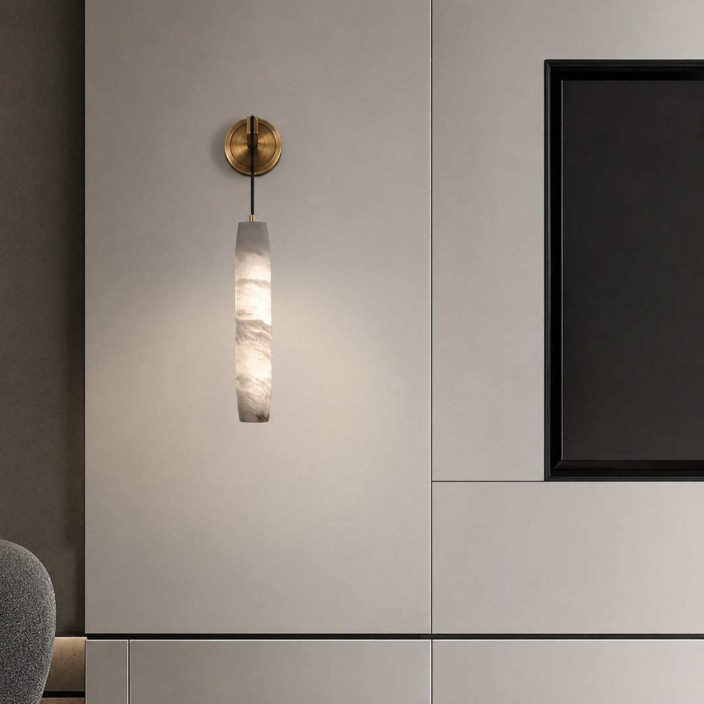 Natural Marble Bedroom Simple Soft Long Strip Suspension Wire Copper Small Droplight
