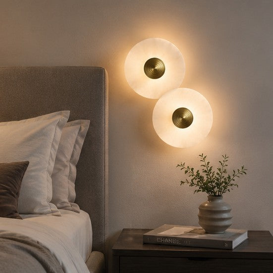 Minimalistic Round Modern Warm Light Marble Wall Lamp