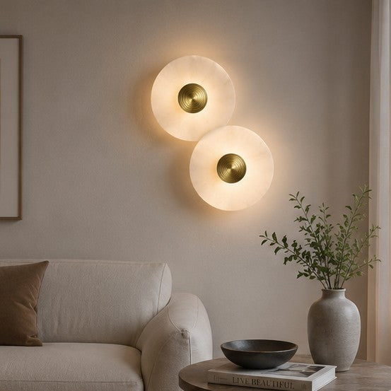 Minimalistic Round Modern Warm Light Marble Wall Lamp