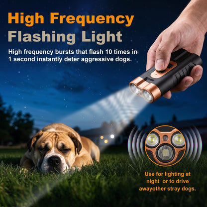 Dual-headed sonic bark suppressor flashlight