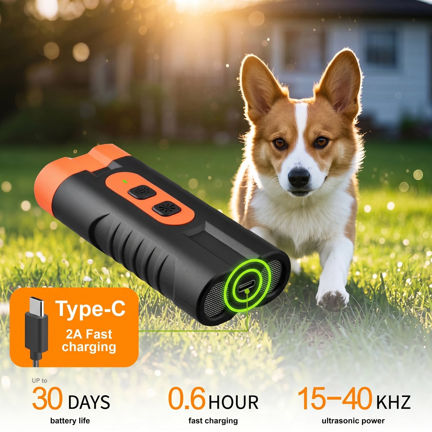 Dual-headed sonic bark suppressor flashlight