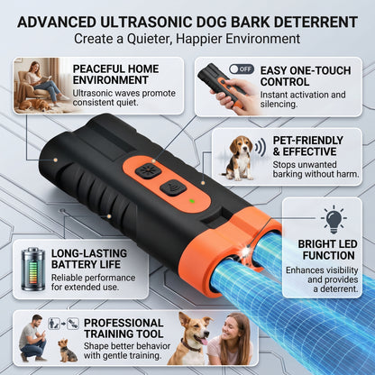 Dual-headed sonic bark suppressor flashlight