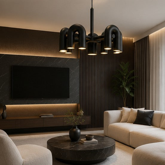 Rotatable U-shaped Pipe Chandelier For Hotel Restaurants Living Rooms And Bedrooms