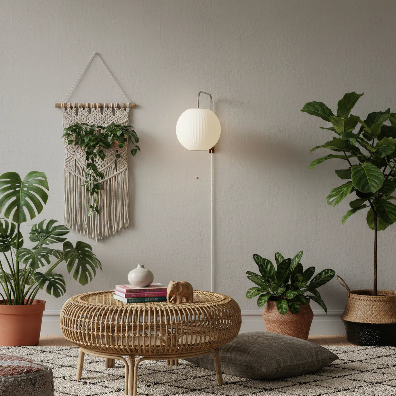 Creative Drawstring Wabi Sabi Style Japanese Bedside Reading Light
