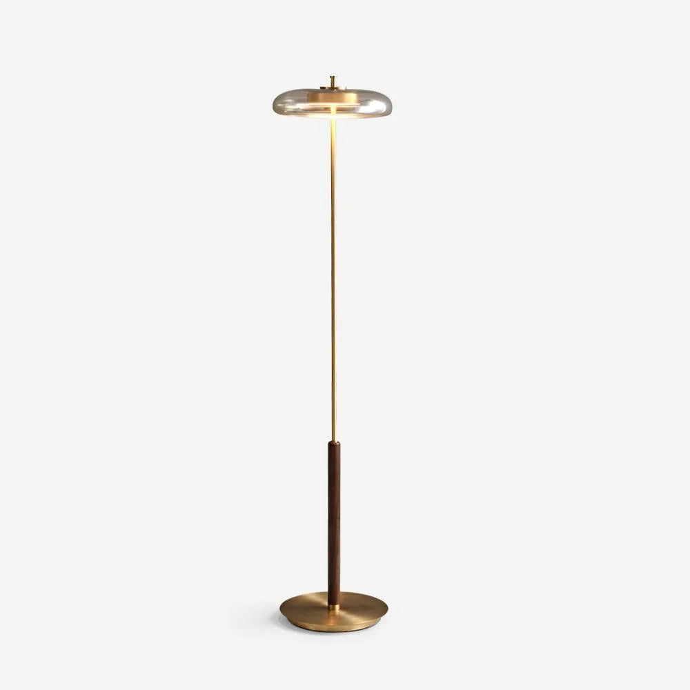 Nordic Light Luxury Brass Walnut Floor Lamp