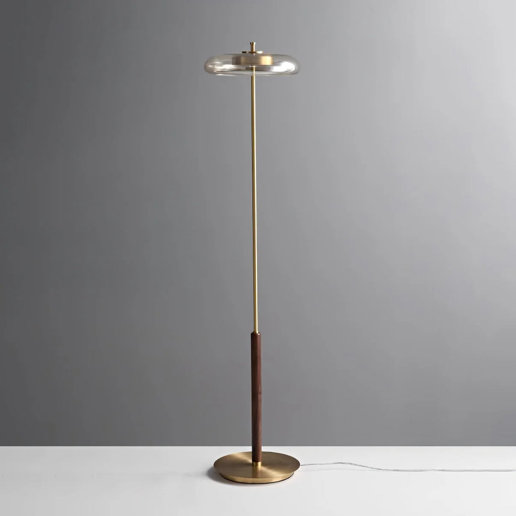 Nordic Light Luxury Brass Walnut Floor Lamp
