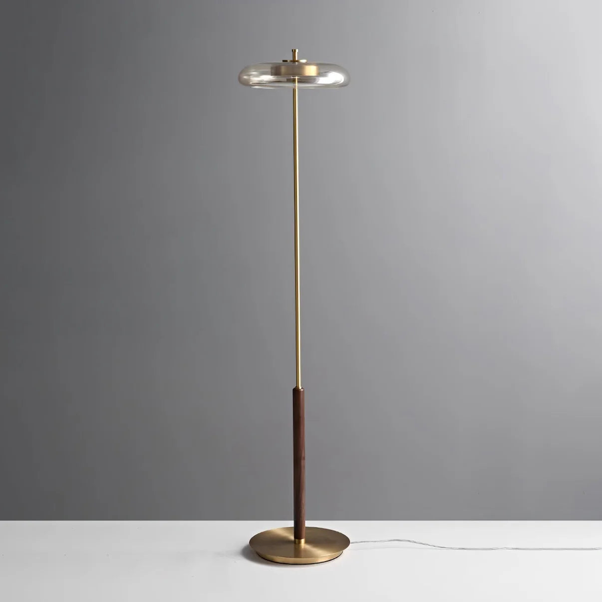 Nordic Light Luxury Brass Walnut Floor Lamp