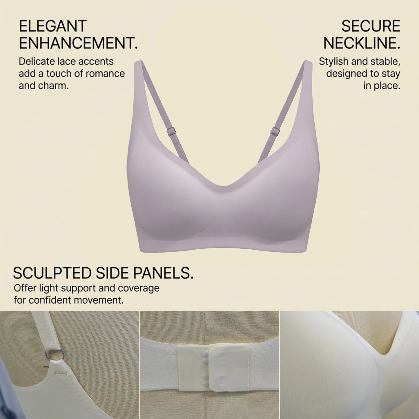 Jelly™ Women’s Wireless Seamless Push-Up Bralette – Deep V Comfortable Everyday Bra